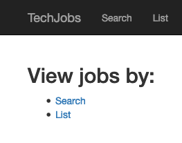 TechJobs MVC home screen